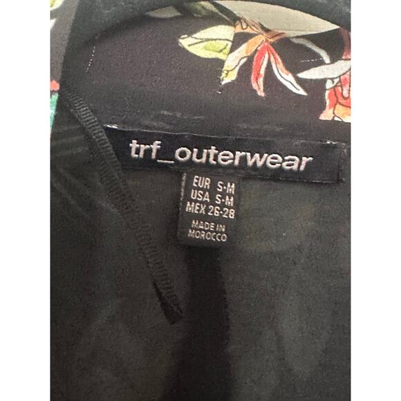 Zara Kimono Open Front Belted Long Tropical Floral Women's Size Medium Boho - Picture 6 of 8